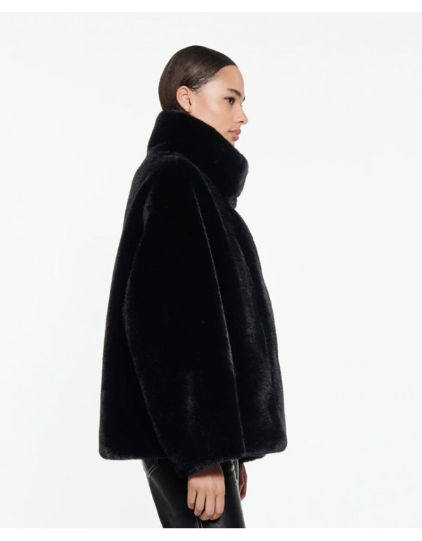 Faux fur jacket μαύρο
