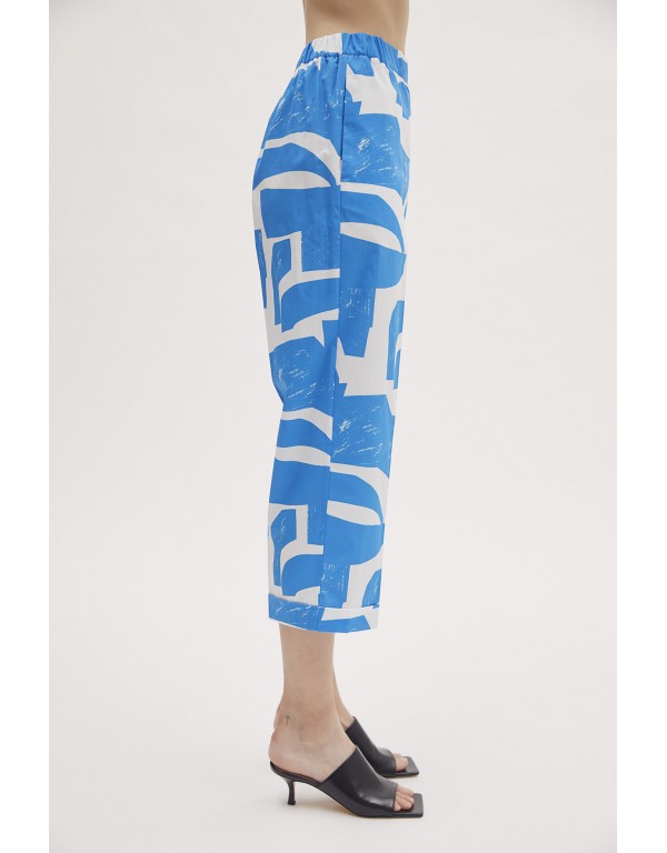 Παντελόνι με γεωμετρικό σχέδιο σε άσπρο/μπλε
