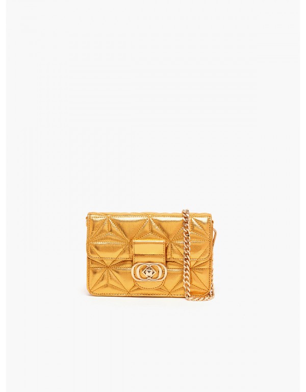 Small shoulder bag in shiny gold