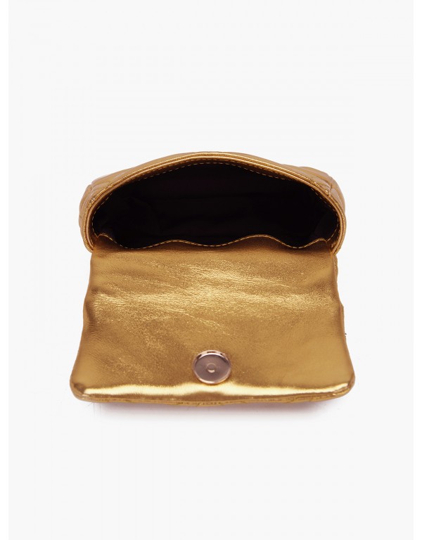 Mini shoulder bag in shiny bronze gold