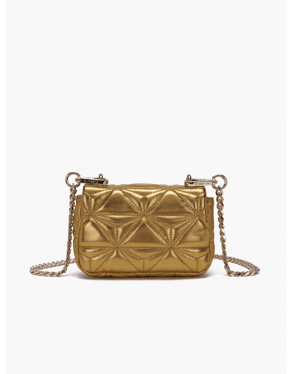 Mini shoulder bag in shiny bronze gold