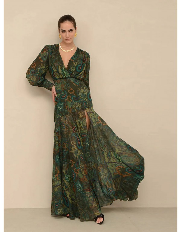 Long printed muslin dress