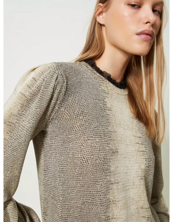 Animal print πουλόβερ με lurex και μαλλί