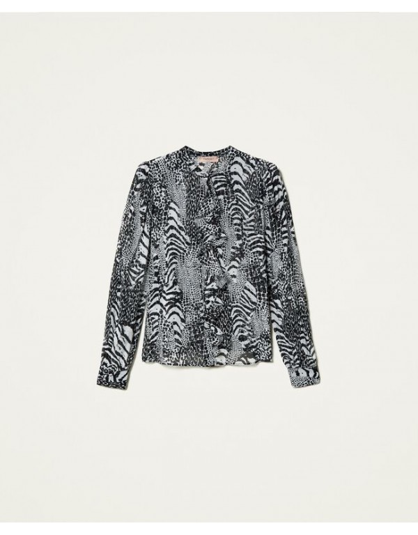 Πουκάμισο κρεπ με animal print